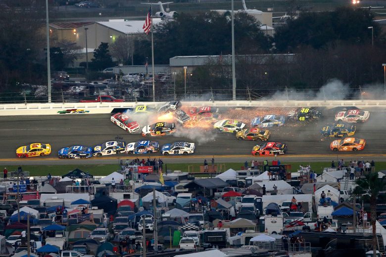 DAYTONA BEACH, FL - FEBRUARY 17: Several car crash during the Monster Energy NASCAR Cup Series 61st Annual Daytona 500 at Daytona International Speedway on February 17, 2019 in Daytona Beach, Florida. (Photo by Brian Lawdermilk/Getty Images) | Getty Images