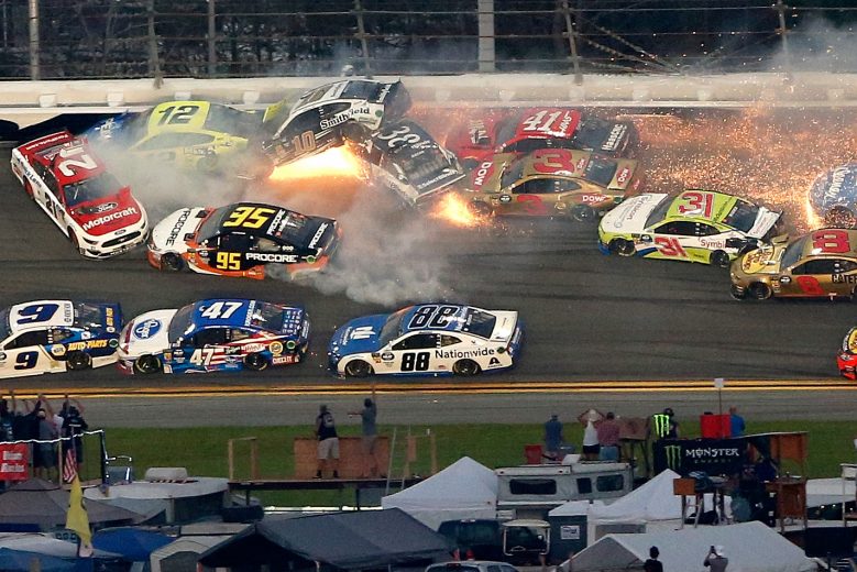 DAYTONA BEACH, FL - FEBRUARY 17: Several car crash during the Monster Energy NASCAR Cup Series 61st Annual Daytona 500 at Daytona International Speedway on February 17, 2019 in Daytona Beach, Florida. (Photo by Brian Lawdermilk/Getty Images) | Getty Images