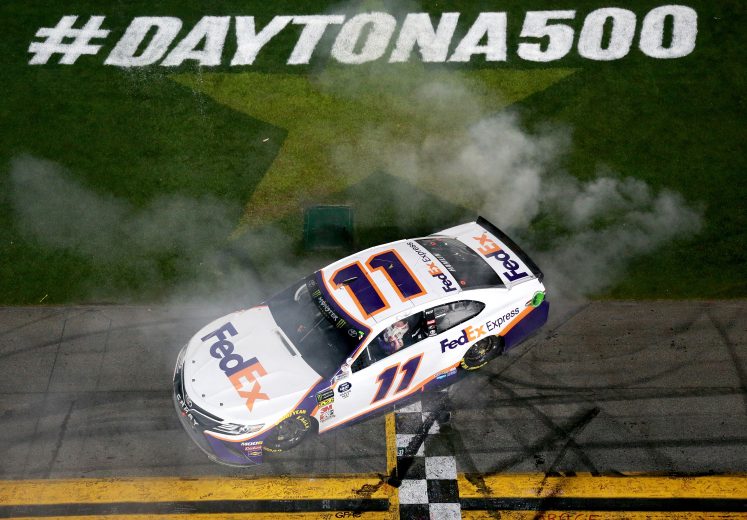 DAYTONA BEACH, FL - FEBRUARY 17: Denny celebrates after winning the Monster Energy NASCAR Cup Series 61st Annual Daytona 500 at Daytona International Speedway on February 17, 2019 in Daytona Beach, Florida. (Photo by Sean Gardner/Getty Images) | Getty Images