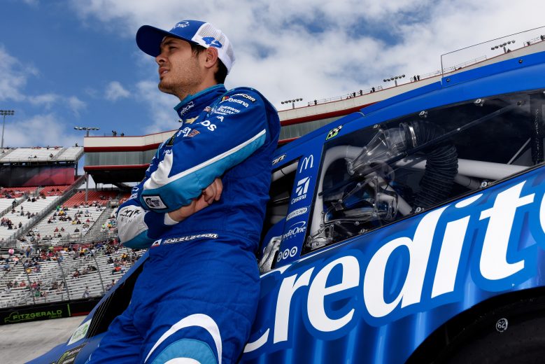 BRISTOL, TN - APRIL 24: Kyle Larson, driver of the #42 Credit One Bank Chevrolet, sits by his car prior to the start of the Monster Energy NASCAR Cup Series Food City 500 at Bristol Motor Speedway on April 24, 2017 in Bristol, Tennessee. (Photo by Jared C. Tilton/Getty Images) | Getty Images