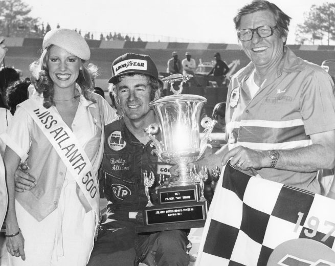 HAMPTON, GA - MARCH 19, 1978: Bobby Allison carried the Bud Moore Ford to victory in the Atlanta 500 in 1978, becoming the first repeat winner of the ?78 season. (Photo by ISC Archives via Getty Images)