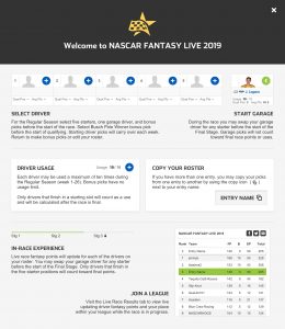 Fantasy Live welcome page