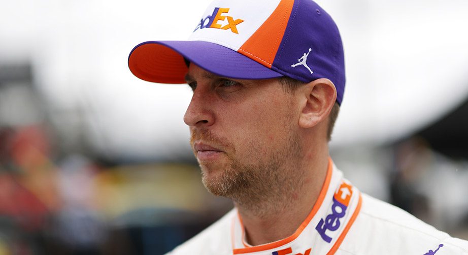 Denny Hamlin look on at Daytona.