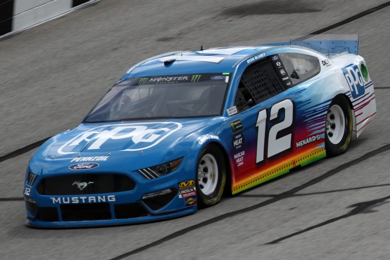 Ryan Blaney takes a lap at Atlanta.
