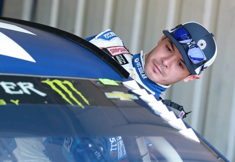 BROOKLYN, MI - AUGUST 11: Kyle Larson, driver of the #42 DC Solar Chevrolet, gets into his car during practice for the Monster Energy NASCAR Cup Series Consmers Energy 400 at Michigan International Speedway on August 11, 2018 in Brooklyn, Michigan. (Photo by Matt Sullivan/Getty Images) | Getty Images