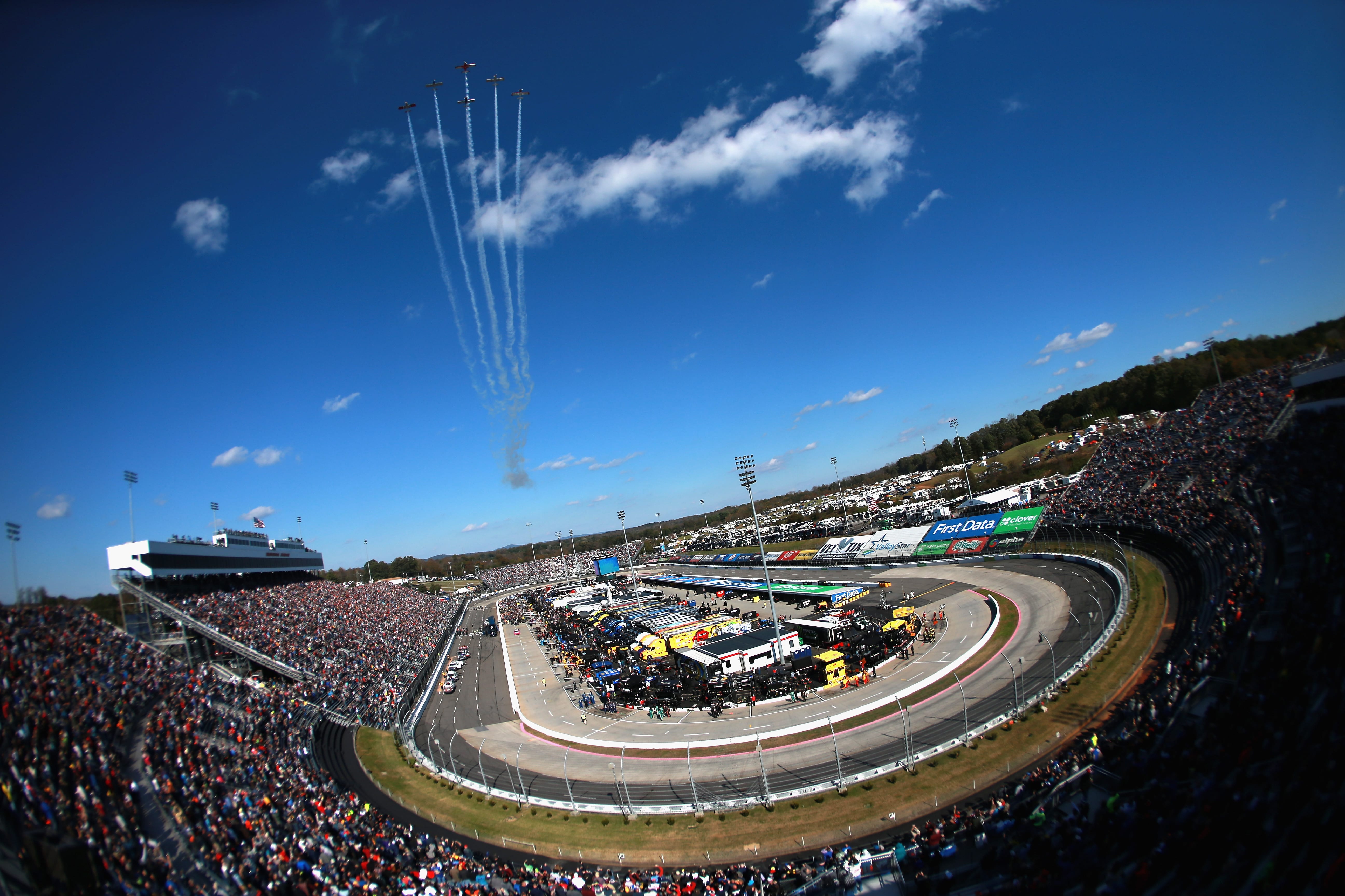 MARTINSVILLE, VA - OCTOBER 28:  A general view of the the flyover prior to the Monster Energy NASCAR Cup Series First Data 500 at Martinsville Speedway on October 28, 2018 in Martinsville, Virginia.  (Photo by Sean Gardner/Getty Images) | Getty Images
