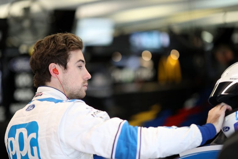 HAMPTON, GA - FEBRUARY 23:  Ryan Blaney, driver of the #12 PPG Ford, stands in the garage area during practice for the Monster Energy NASCAR Cup Series Folds of Honor Quiktrip 500 at Atlanta Motor Speedway on February 23, 2019 in Hampton, Georgia.  (Photo by Chris Graythen/Getty Images) | Getty Images