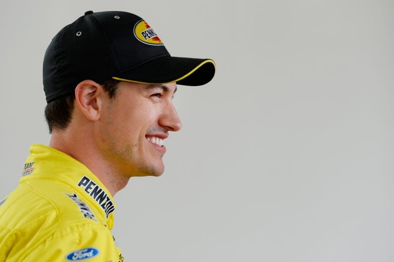LAS VEGAS, NV - MARCH 01: Joey Logano, driver of the #22 Pennzoil Ford stands in the garage during practice for the Monster Energy NASCAR Cup Series Pennzoil 400 at Las Vegas Motor Speedway on March 1, 2019 in Las Vegas, Nevada. (Photo by Robert Laberge/Getty Images) | Getty Images