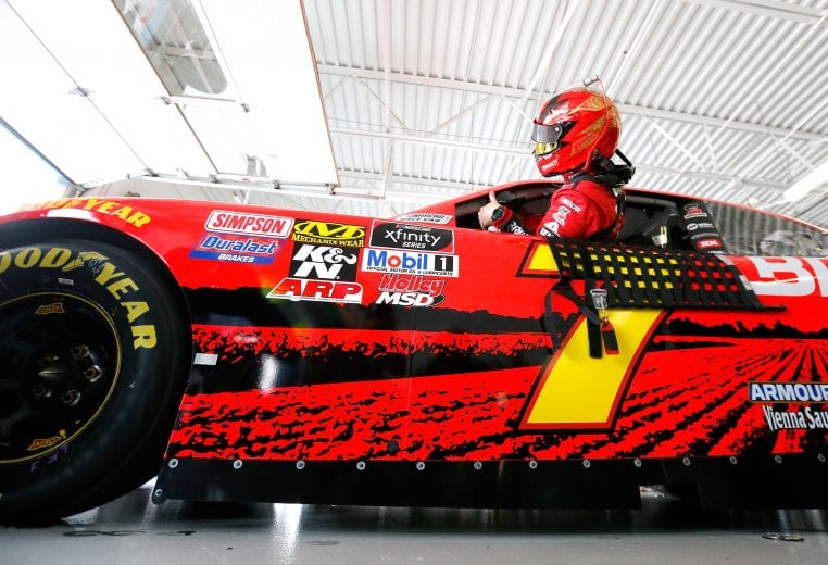 LAS VEGAS, NV - MARCH 01:  Justin Allgaier, driver of the #7 BRANDT Professional Agriculture Chevrolet, during practice for the NASCAR Xfinty Series Boyd Gaming 300 at Las Vegas Motor Speedway on March 1, 2019 in Las Vegas, Nevada.  (Photo by Jonathan Ferrey/Getty Images) | Getty Images