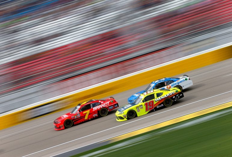 LAS VEGAS, NV - MARCH 02: Justin Allgaier, driver of the #7 BRANDT Professional Agriculture Chevrolet, drives  during the NASCAR Xfinty Series Boyd Gaming 300 at Las Vegas Motor Speedway on March 2, 2019 in Las Vegas, Nevada.  (Photo by Jonathan Ferrey/Getty Images) | Getty Images