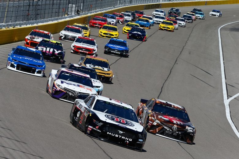 LAS VEGAS, NV - MARCH 03:  Kevin Harvick, driver of the #4 Jimmy John's Ford, leads during the Monster Energy NASCAR Cup Series Pennzoil Oil 400 at Las Vegas Motor Speedway on March 3, 2019 in Las Vegas, Nevada.  (Photo by Jonathan Ferrey/Getty Images) | Getty Images