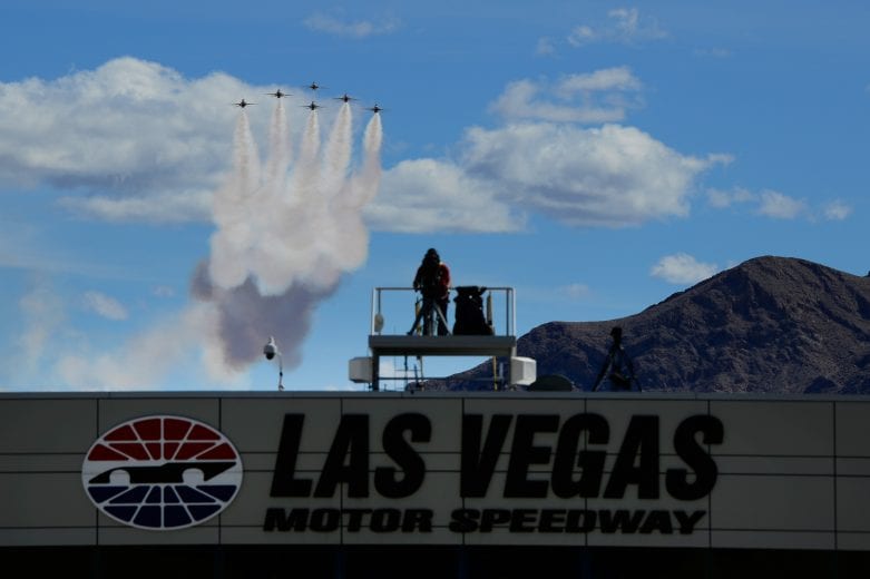 LAS VEGAS, NV - MARCH 03: Thunderbirds flyover before the start of the Monster Energy NASCAR Cup Series Pennzoil Oil 400 at Las Vegas Motor Speedway on March 3, 2019 in Las Vegas, Nevada. (Photo by Robert Laberge/Getty Images) | Getty Images