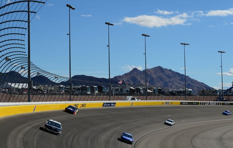 An overview of turn 3 during the Monster Energy NASCAR Cup Series' Pennzoil 400 at Las Vegas Motor Speedway on March 3, 2019. | Getty Images