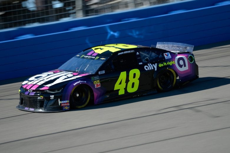 FONTANA, CA - MARCH 15: Jimmie Johnson, driver of the #48 Ally Chevrolet, practices for the Monster Energy NASCAR Cup Series Auto Club 400 at Auto Club Speedway on March 15, 2019 in Fontana, California. (Photo by Robert Laberge/Getty Images) | Getty Images