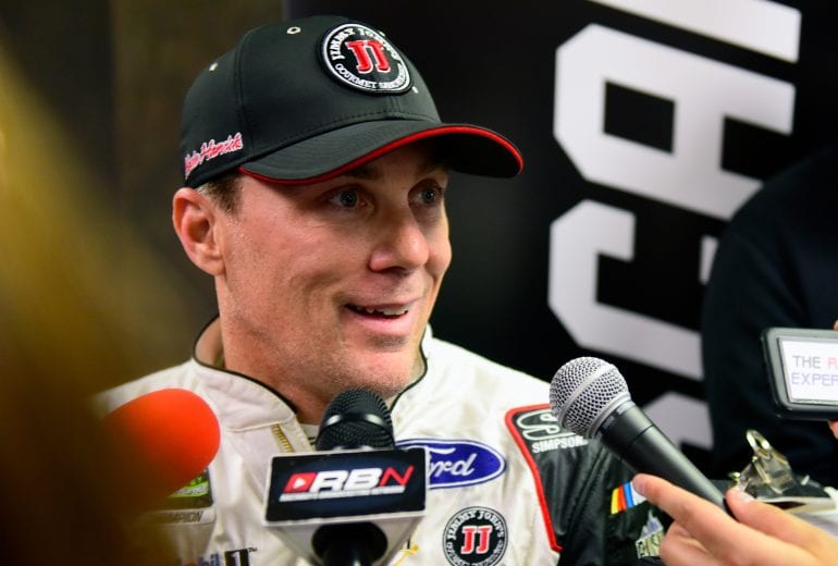 FONTANA, CA - MARCH 15: Kevin Harvick, driver of the #4 Jimmy John's Ford, speaks with the media following practice for the Monster Energy NASCAR Cup Series Auto Club 400 at Auto Club Speedway on March 15, 2019 in Fontana, California. (Photo by Jared C. Tilton/Getty Images) | Getty Images