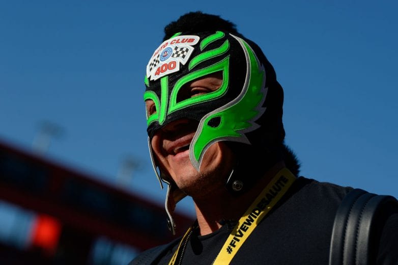 FONTANA, CA - MARCH 17: Professional wrestler Rey Mysterio attends pace car training during the Monster Energy NASCAR Cup Series Auto Club 400 at Auto Club Speedway on March 17, 2019 in Fontana, California. (Photo by Robert Laberge/Getty Images) | Getty Images