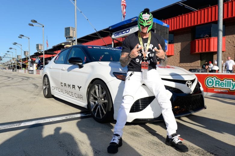FONTANA, CA - MARCH 17: Professional wrestler Rey Mysterio attends pace car training during the Monster Energy NASCAR Cup Series Auto Club 400 at Auto Club Speedway on March 17, 2019 in Fontana, California. (Photo by Robert Laberge/Getty Images) | Getty Images