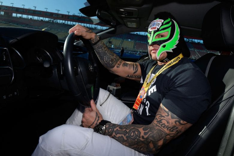 FONTANA, CA - MARCH 17: Professional wrestler Rey Mysterio attends pace car training during the Monster Energy NASCAR Cup Series Auto Club 400 at Auto Club Speedway on March 17, 2019 in Fontana, California. (Photo by Robert Laberge/Getty Images) | Getty Images