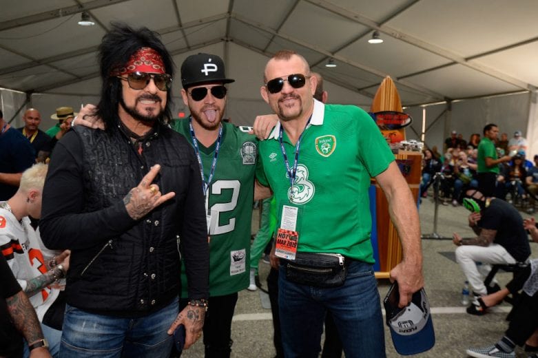 FONTANA, CA - MARCH 17: Nikki Sixx and Chuck Liddell attend the driver's meeting prior to the Monster Energy NASCAR Cup Series Auto Club 400 at Auto Club Speedway on March 17, 2019 in Fontana, California. (Photo by Robert Laberge/Getty Images) | Getty Images