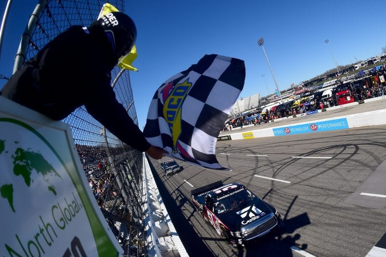 MARTINSVILLE, VA - MARCH 23:  Kyle Busch, driver of the #51 Cessna Toyota, crosses the finish line to win the NASCAR Gander Outdoors Truck Series TruNorth Global 250 at Martinsville Speedway on March 23, 2019 in Martinsville, Virginia.  (Photo by Jared C. Tilton/Getty Images) | Getty Images