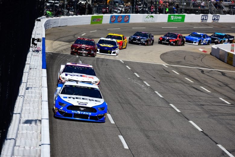 MARTINSVILLE, VA - MARCH 24:  Brad Keselowski, driver of the #2 Reese/Draw Tite Ford, leads the field during the Monster Energy NASCAR Cup Series STP 500 at Martinsville Speedway on March 24, 2019 in Martinsville, Virginia.  (Photo by Jared C. Tilton/Getty Images) | Getty Images