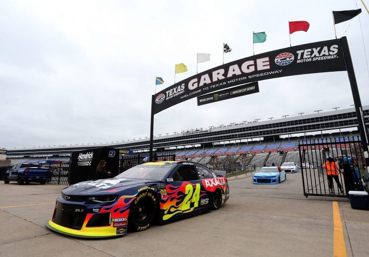 FORT WORTH, TX - MARCH 29: William Byron, driver of the #24 Axalta/Primeline Chevrolet, drives through the garage area during practice for the Monster Energy NASCAR Cup Series O'Reilly Auto Parts 500 at Texas Motor Speedway on March 29, 2019 in Fort Worth, Texas. (Photo by Brian Lawdermilk/Getty Images) | Getty Images