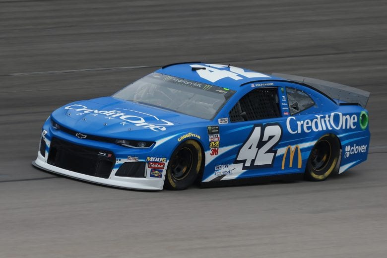 FORT WORTH, TX - MARCH 29:  Kyle Larson, driver of the #42 Credit One Bank Chevrolet, practices for the Monster Energy NASCAR Cup Series O'Reilly Auto Parts 500 at Texas Motor Speedway on March 29, 2019 in Fort Worth, Texas.  (Photo by Matt Sullivan/Getty Images) | Getty Images