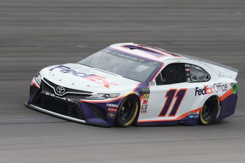FORT WORTH, TX - MARCH 29:  Denny Hamlin, driver of the #11 FedEx Office Toyota, practices for the Monster Energy NASCAR Cup Series O'Reilly Auto Parts 500 at Texas Motor Speedway on March 29, 2019 in Fort Worth, Texas.  (Photo by Matt Sullivan/Getty Images) | Getty Images
