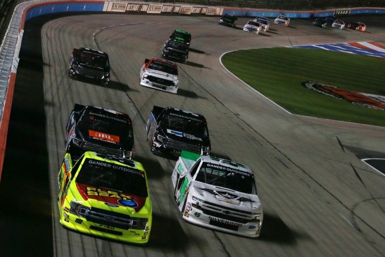 FORT WORTH, TX - MARCH 29: Matt Crafton, driver of the #88 FlexSeal/Menards Ford, leads a pack of cars during the NASCAR Gander Outdoors Truck Series Vankor 350 at Texas Motor Speedway on March 29, 2019 in Fort Worth, Texas. (Photo by Matt Sullivan/Getty Images) | Getty Images