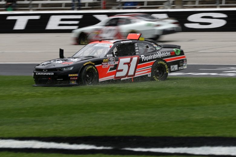 FORT WORTH, TX - MARCH 30: Jeremy Clements, driver of the #51 RepairableVehicles.com Chevrolet, spins during the NASCAR Xfinity Series My Bariatric Solutions 300 at Texas Motor Speedway on March 30, 2019 in Fort Worth, Texas. (Photo by Chris Graythen/Getty Images) | Getty Images
