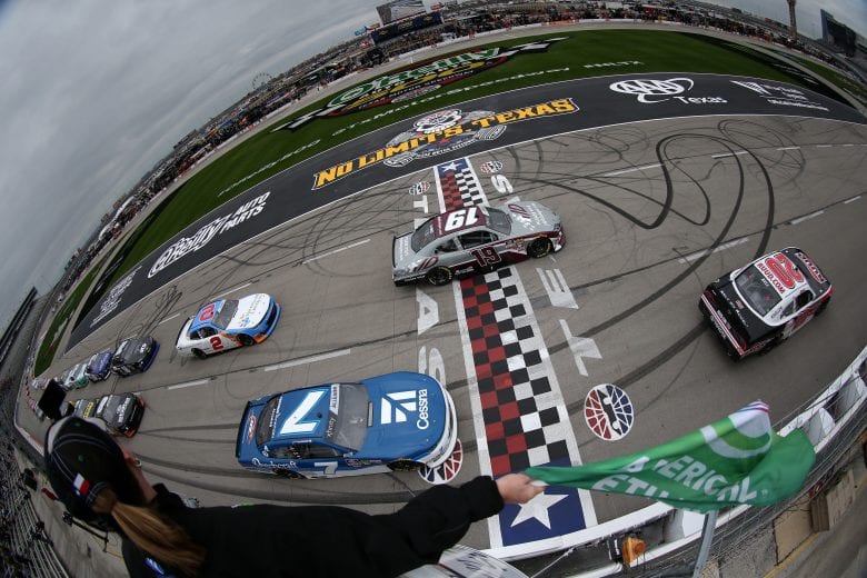 FORT WORTH, TX - MARCH 30: Christopher Bell, driver of the #20 Ruud Toyota, leads the field at the start of the NASCAR Xfinity Series My Bariatric Solutions 300 at Texas Motor Speedway on March 30, 2019 in Fort Worth, Texas. (Photo by Matt Sullivan/Getty Images) | Getty Images
