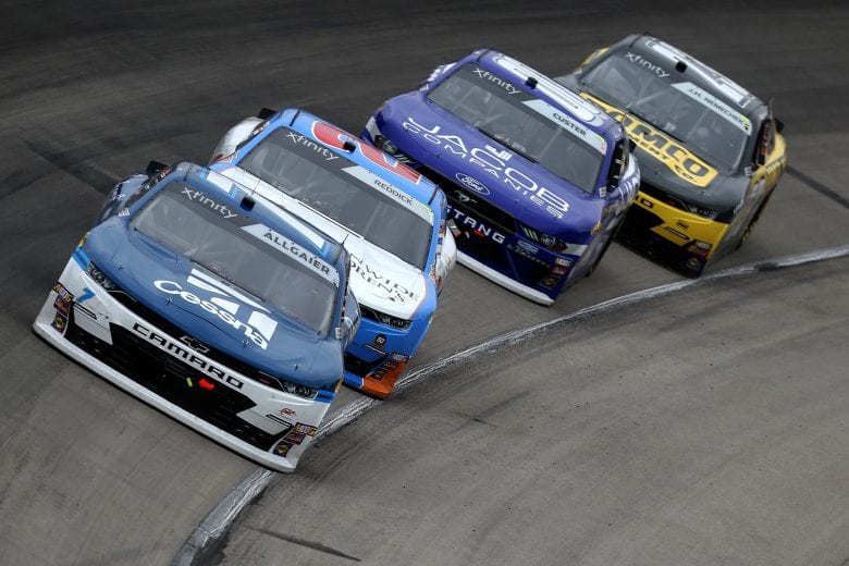 FORT WORTH, TX - MARCH 30: Justin Allgaier, driver of the #7 Cessna Chevrolet, leads a pack of cars during the NASCAR Xfinity Series My Bariatric Solutions 300 at Texas Motor Speedway on March 30, 2019 in Fort Worth, Texas. (Photo by Matt Sullivan/Getty Images) | Getty Images