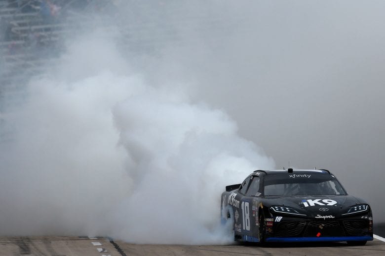 FORT WORTH, TX - MARCH 30: Kyle Busch, driver of the #18 iK9 Toyota, celebrates after winning the NASCAR Xfinity Series My Bariatric Solutions 300 at Texas Motor Speedway on March 30, 2019 in Fort Worth, Texas. (Photo by Sean Gardner/Getty Images) | Getty Images
