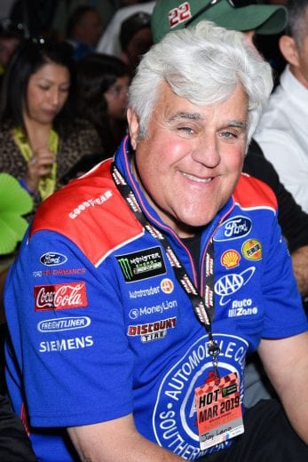 FONTANA, CA - MARCH 17: Jay Leno attends the Monster Energy NASCAR Cup Series race at Auto Club Speedway at Auto Club Speedway on March 17, 2019 in Fontana, California. (Photo by Presley Ann/Getty Images) | Getty Images