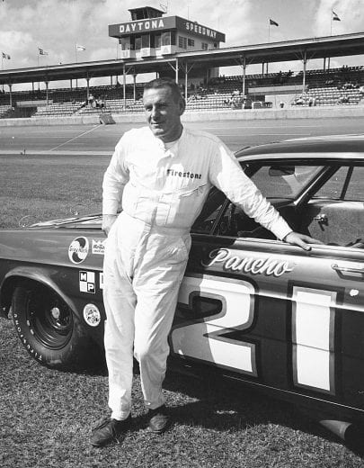 DAYTONA BEACH, FL - 1965:  Marvin Panch won the pole position for the 1965 Firecracker 400 at Daytona in the Wood Bros. Ford.  (Photo by ISC Archives via Getty Images)