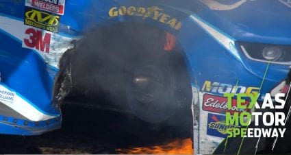 Kyle Larson’s car catches fire after taking hard hit in Stage 2 at Texas