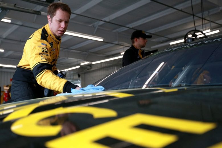 RICHMOND, VA - APRIL 12: Brad Keselowski, driver of the #2 Alliance Truck Parts Ford, wipes his car down in the garage during practice for the Monster Energy NASCAR Cup Series Toyota Owners 400 at Richmond Raceway on April 12, 2019 in Richmond, Virginia. (Photo by Sean Gardner/Getty Images) | Getty Images