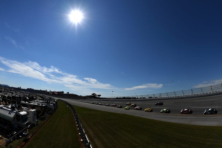 TALLADEGA, AL - OCTOBER 14: Cars race through turn four during the Monster Energy NASCAR Cup Series 1000Bulbs.com 500 at Talladega Superspeedway on October 14, 2018 in Talladega, Alabama. (Photo by Josh Hedges/Getty Images) | Getty Images
