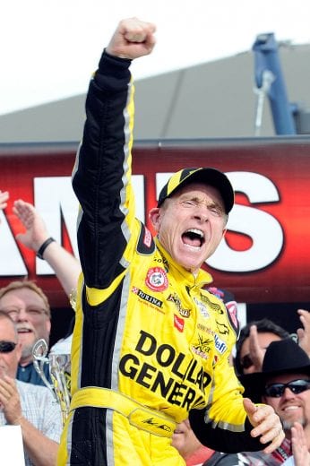 LAS VEGAS, NV - MARCH 05: Mark Martin, driver of the #32 Dollar General Chevrolet, celebrates in Victory Lane after winning the NASCAR Nationwide Series Sam's Town 300 at Las Vegas Motor Speedway on March 5, 2011 in Las Vegas, Nevada. (Photo by John Harrelson/Getty Images for NASCAR) | Getty Images