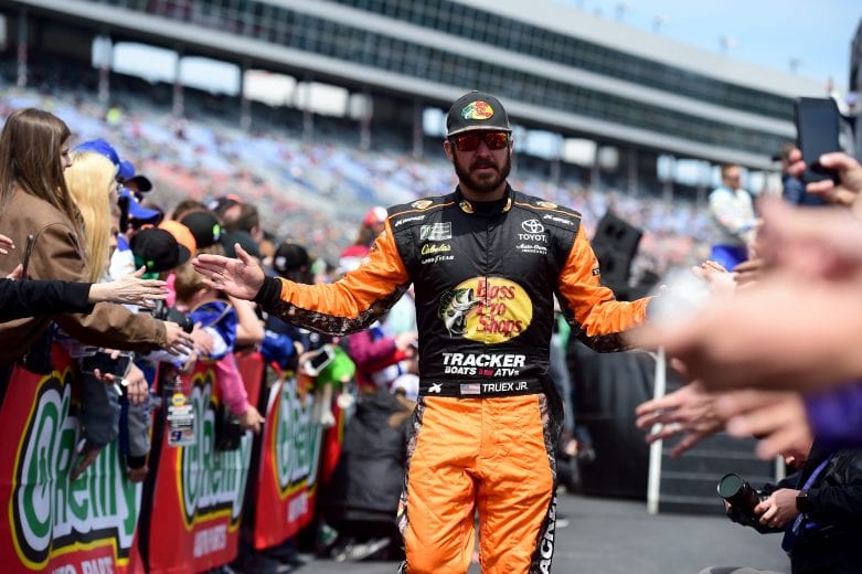FORT WORTH, TX - MARCH 31: Martin Truex Jr., driver of the #19 Bass Pro Shops Toyota, is introduced prior to the Monster Energy NASCAR Cup Series O'Reilly Auto Parts 500 at Texas Motor Speedway on March 31, 2019 in Fort Worth, Texas. (Photo by Jared C. Tilton/Getty Images) | Getty Images