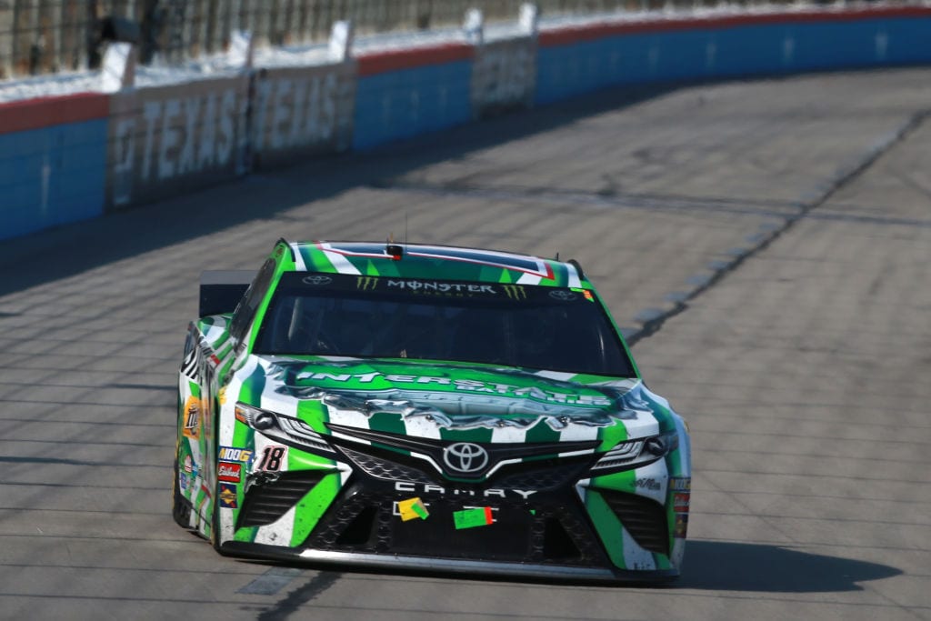 FORT WORTH, TX - MARCH 31:  Kyle Busch, driver of the #18 Interstate Batteries Toyota, drives during the Monster Energy NASCAR Cup Series O'Reilly Auto Parts 500 at Texas Motor Speedway on March 31, 2019 in Fort Worth, Texas.  (Photo by Matt Sullivan/Getty Images) | Getty Images