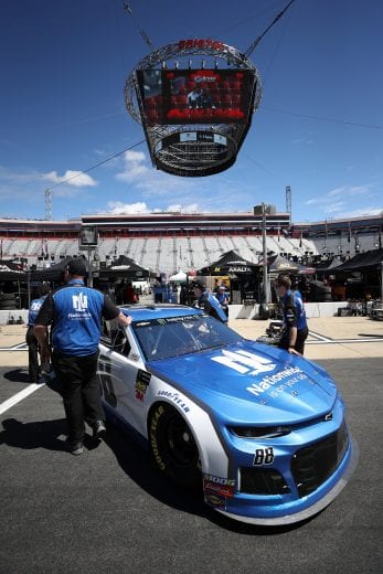 BRISTOL, TN - APRIL 05: The crew of Alex Bowman, driver of the #88 Nationwide Chevrolet, push the car during practice for the Monster Energy NASCAR Cup Series Food City 500 at Bristol Motor Speedway on April 5, 2019 in Bristol, Tennessee. (Photo by Chris Graythen/Getty Images) | Getty Images