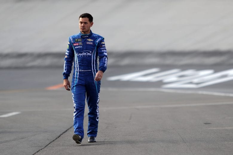 BRISTOL, TN - APRIL 06:  Kyle Larson, driver of the #42 Credit One Bank Chevrolet, stands in the garage area  during practice for the Monster Energy NASCAR Cup Series Food City 500 at Bristol Motor Speedway on April 6, 2019 in Bristol, Tennessee.  (Photo by Donald Page/Getty Images) | Getty Images