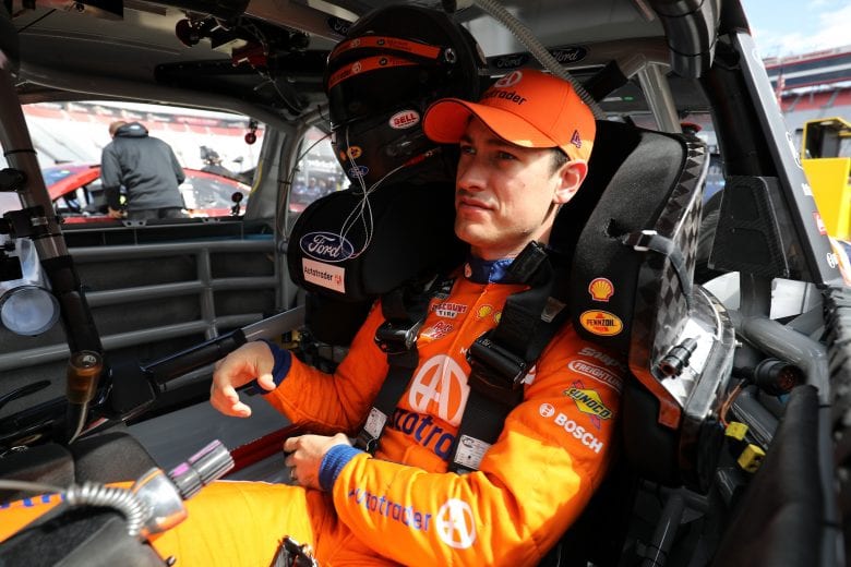 Joey Logano straps into the No. 22 car at Bristol.