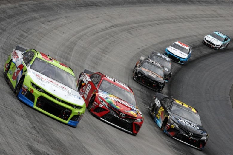 BRISTOL, TN - APRIL 07: Austin Dillon, driver of the #3 Symbicort Chevrolet, races Kyle Busch, driver of the #18 Skittles Toyota, during the Monster Energy NASCAR Cup Series Food City 500 at Bristol Motor Speedway on April 7, 2019 in Bristol, Tennessee. (Photo by Chris Graythen/Getty Images) | Getty Images