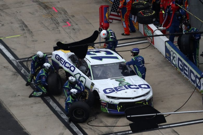 BRISTOL, TN - APRIL 07: Ty Dillon, driver of the #13 GEICO Chevrolet, pits during the Monster Energy NASCAR Cup Series Food City 500 at Bristol Motor Speedway on April 7, 2019 in Bristol, Tennessee. (Photo by Chris Graythen/Getty Images) | Getty Images