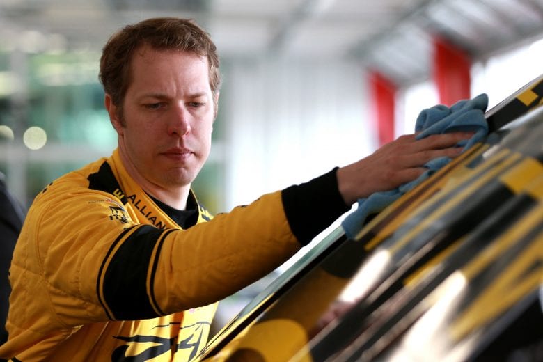 RICHMOND, VA - APRIL 12: Brad Keselowski, driver of the #2 Alliance Truck Parts Ford, wipes his car down in the garage during practice for the Monster Energy NASCAR Cup Series Toyota Owners 400 at Richmond Raceway on April 12, 2019 in Richmond, Virginia. (Photo by Sean Gardner/Getty Images) | Getty Images