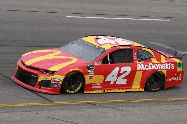 RICHMOND, VA - APRIL 12:  Kyle Larson, driver of the #42 McDonald's Chevrolet, drives during practice for the Monster Energy NASCAR Cup Series Toyota Owners 400 at Richmond Raceway on April 12, 2019 in Richmond, Virginia.  (Photo by Matt Sullivan/Getty Images) | Getty Images