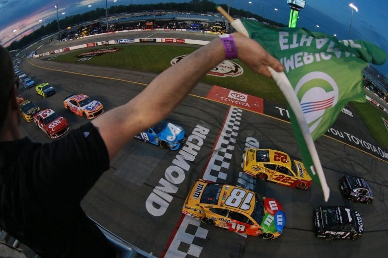 RICHMOND, VA - APRIL 13: Kevin Harvick, driver of the #4 Mobil 1 Ford, takes the green flag to start the Monster Energy NASCAR Cup Series Toyota Owners 400 at Richmond Raceway on April 13, 2019 in Richmond, Virginia. (Photo by Sean Gardner/Getty Images) | Getty Images