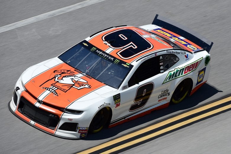 TALLADEGA, AL - APRIL 26: Chase Elliott, driver of the #9 Mountain Dew/Little Caesar's Chevrolet, practices for the Monster Energy NASCAR Cup Series GEICO 500 at Talladega Superspeedway on April 26, 2019 in Talladega, Alabama. (Photo by Jared C. Tilton/Getty Images) | Getty Images
